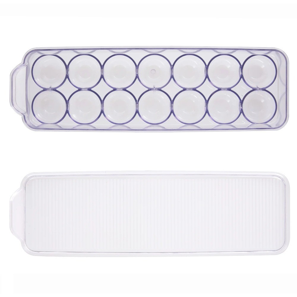 Clear Plastic Refrigerator Egg Holder Tray Storage Container for 14 Eggs