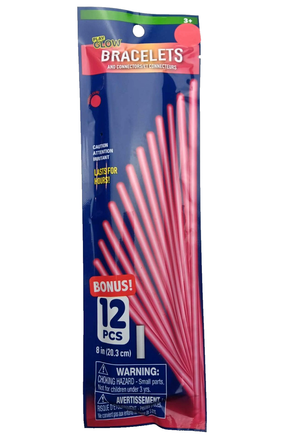 (Pack of 12) Glow Bracelets with Connectors Red Glow Sticks 8 Inch Last Hours