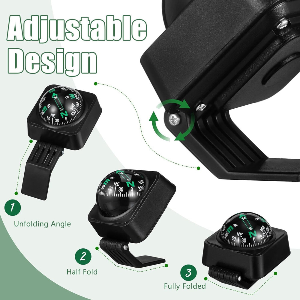 Car Compass Ball for Dashboard, Adjustable Auto Compass Dash Mount, Universal Ac