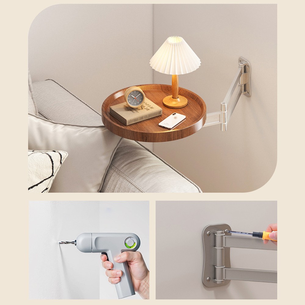 Foldable Bedside Table Wall Mounted Floating Nightstand Bedroom Storage Shelf