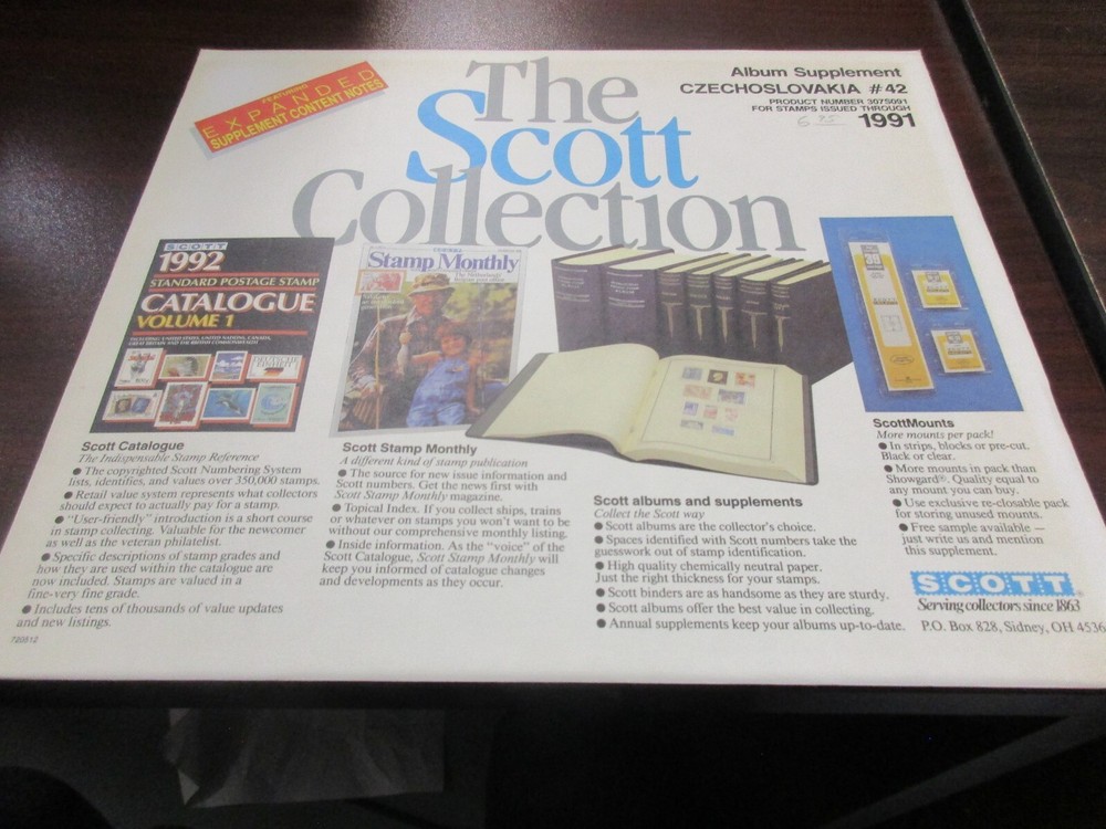THE SCOTT ALBUM SUPPLEMENT CZECHOSLOVAKIA #42,1991  W/FREE SHIPPING!!