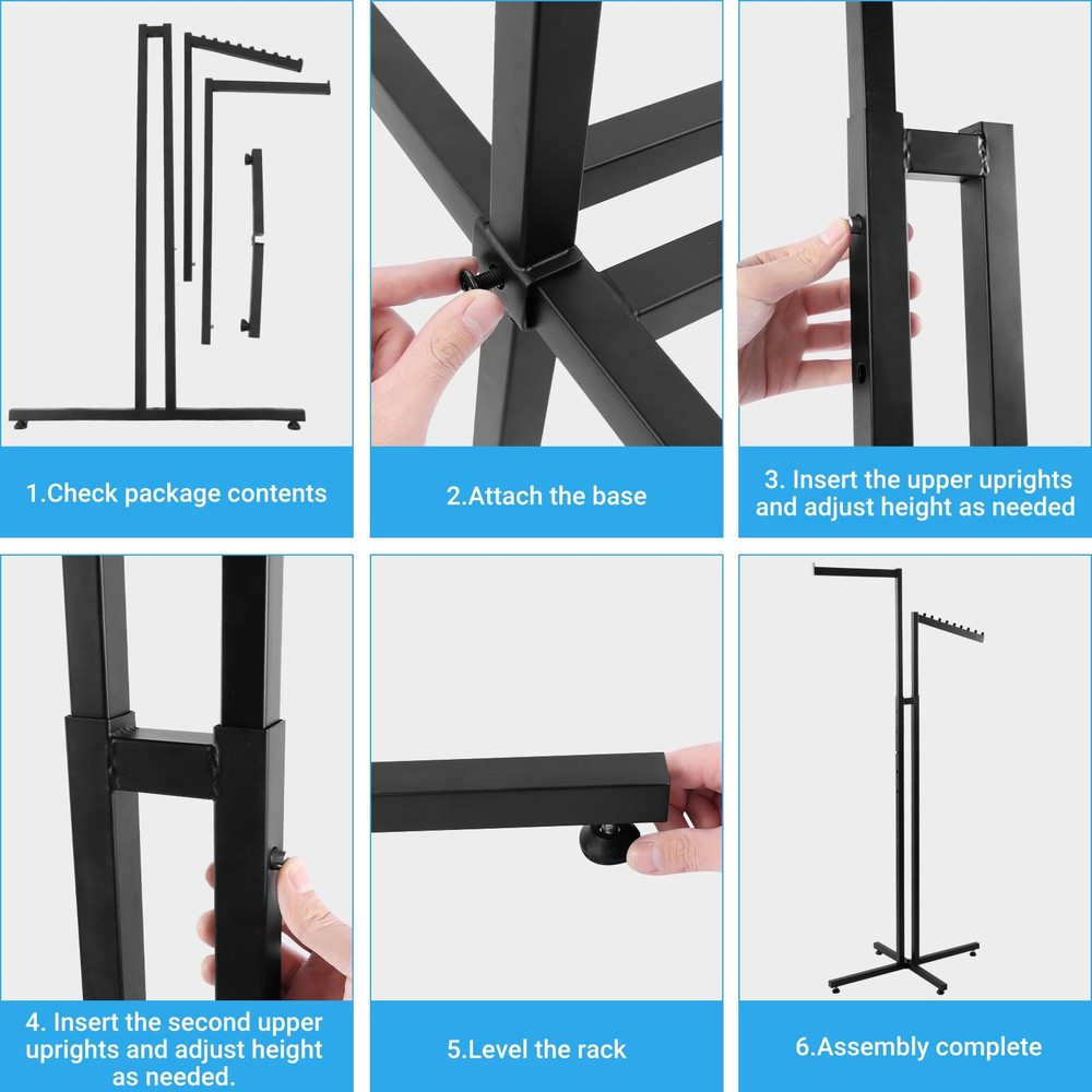Clothing Display Rack, Black, Floor-Standing