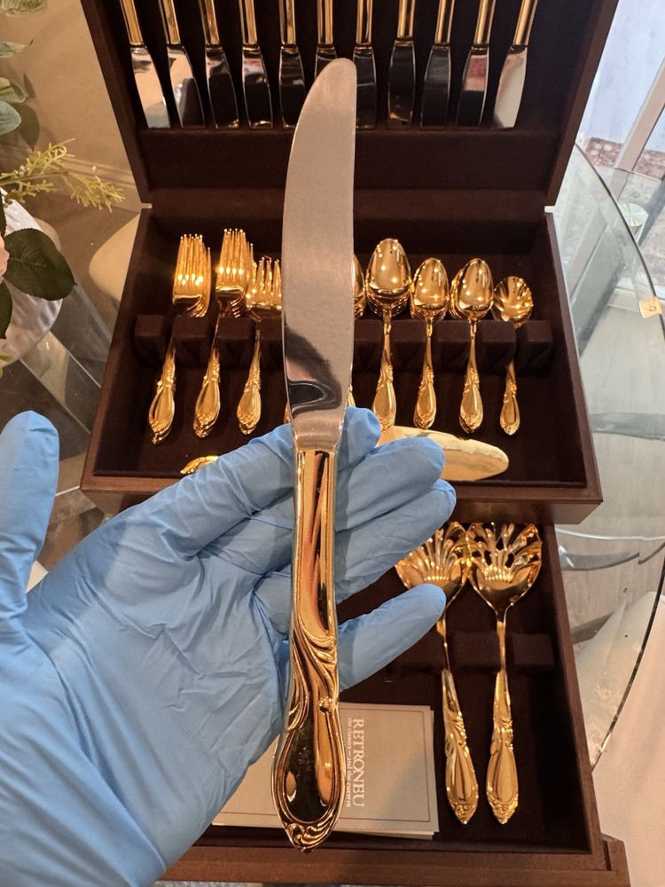 Retroneu 24K Gold Luxurious & Elegant Electroplate Flatware Set