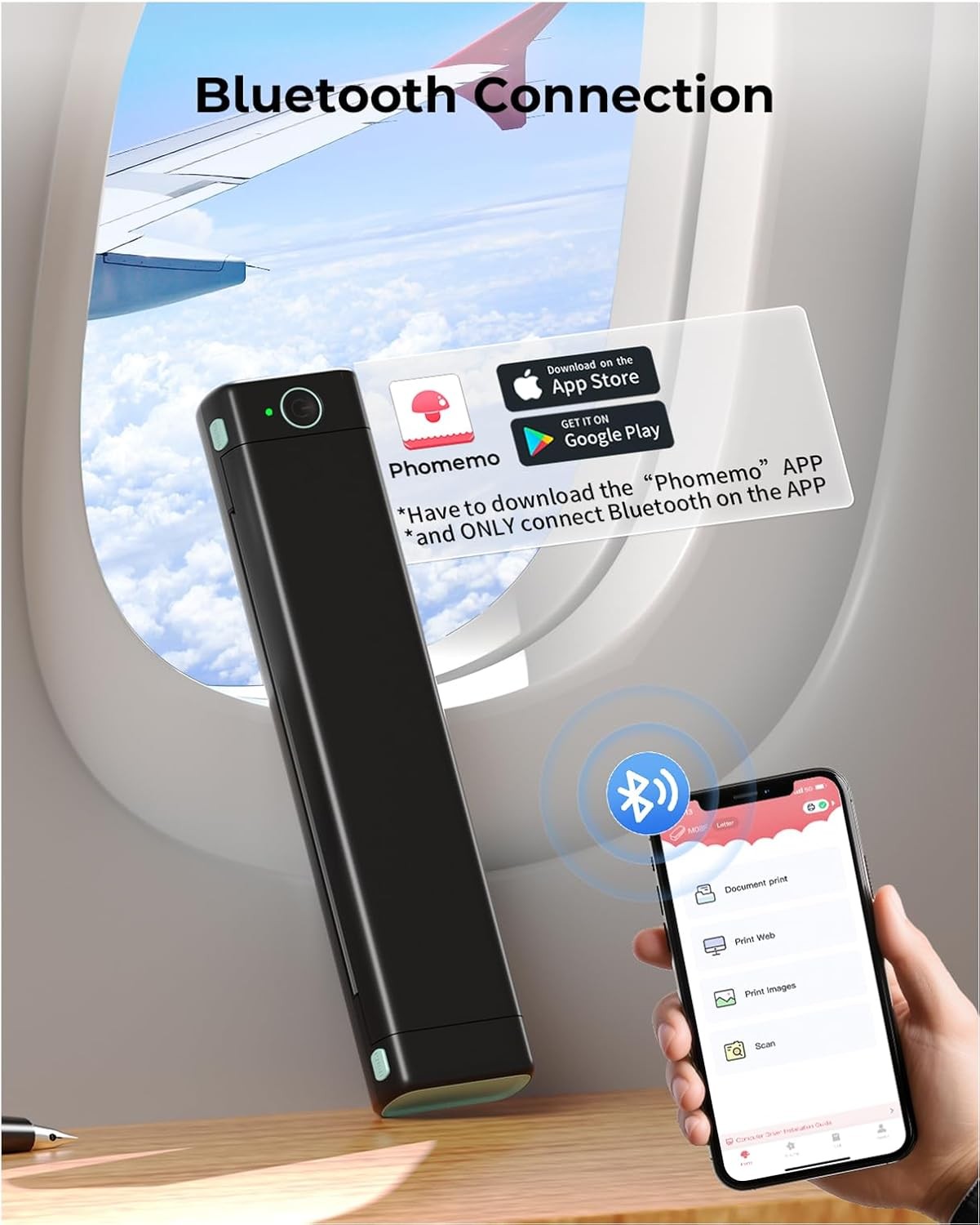 Phomemo M08F Portable Thermal Bluetooth Printer Support for 8.5"x11" US Letter