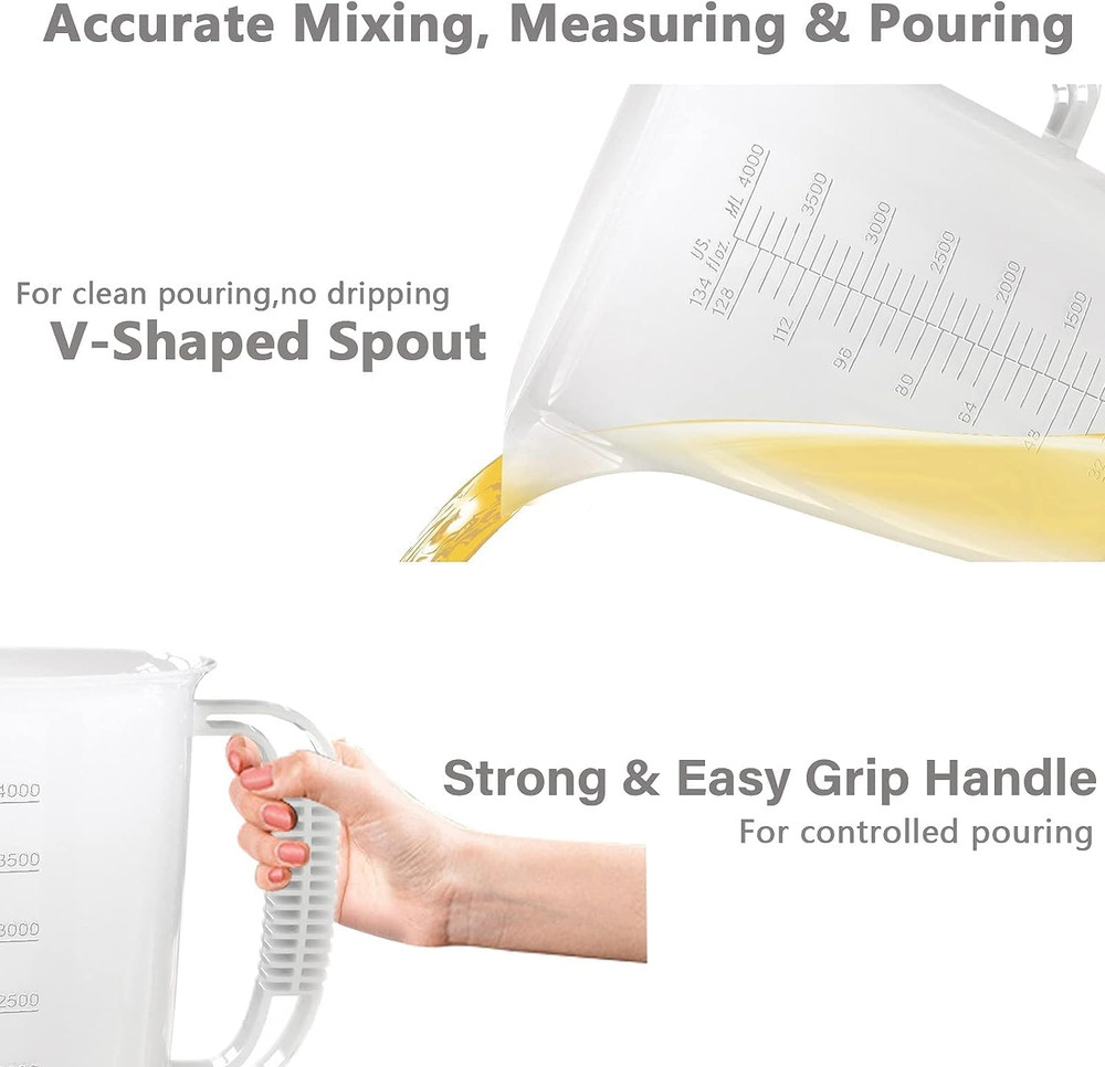 1 Gallon Measuring Pitcher-Convenient Conversion Chart,134Oz Extra Large Plastic