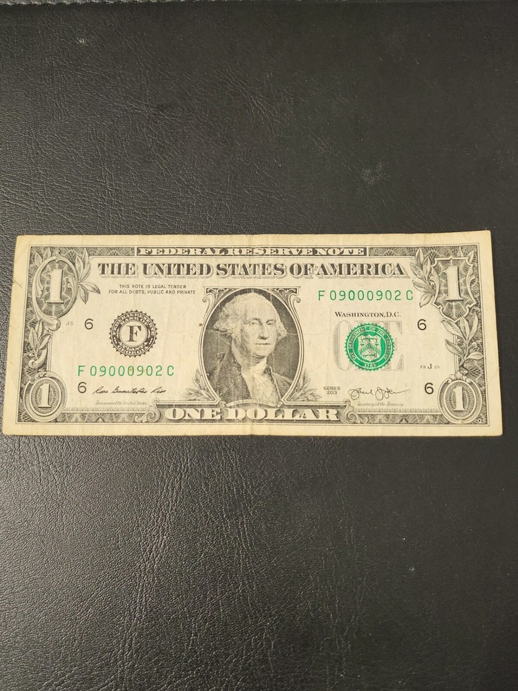 $1 RADAR, BINARY ( ALMOST )SERIAL NUMBER 09 000 90 2