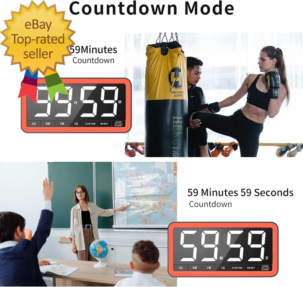 Digital Kitchen Timer with 7.8” Extra Large Display, Magnetic LED, with 3 Bright