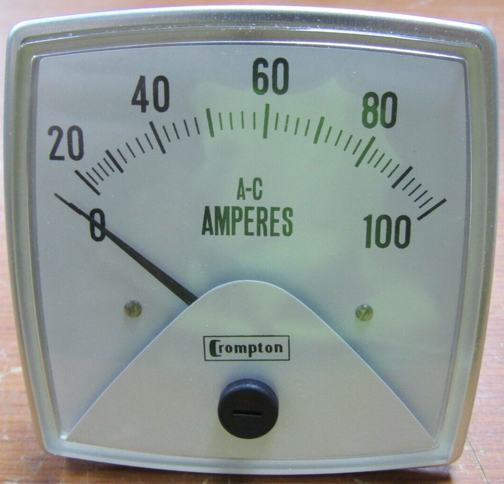 🤓 NEW CROMPTON 3 ½'' SURFACE MOUNTED PANEL METER 0-5AAC INPUT 016-02AA-LSPK-C7