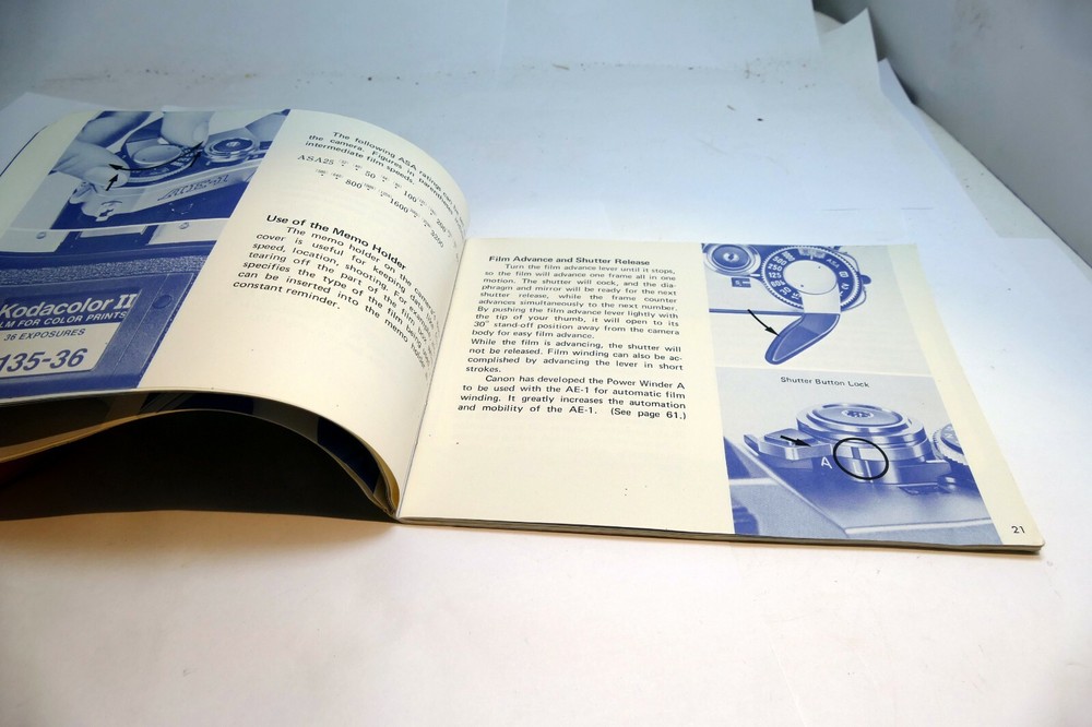 Canon AE-1 camera Manual Guide Instructions EN Instruction Guide