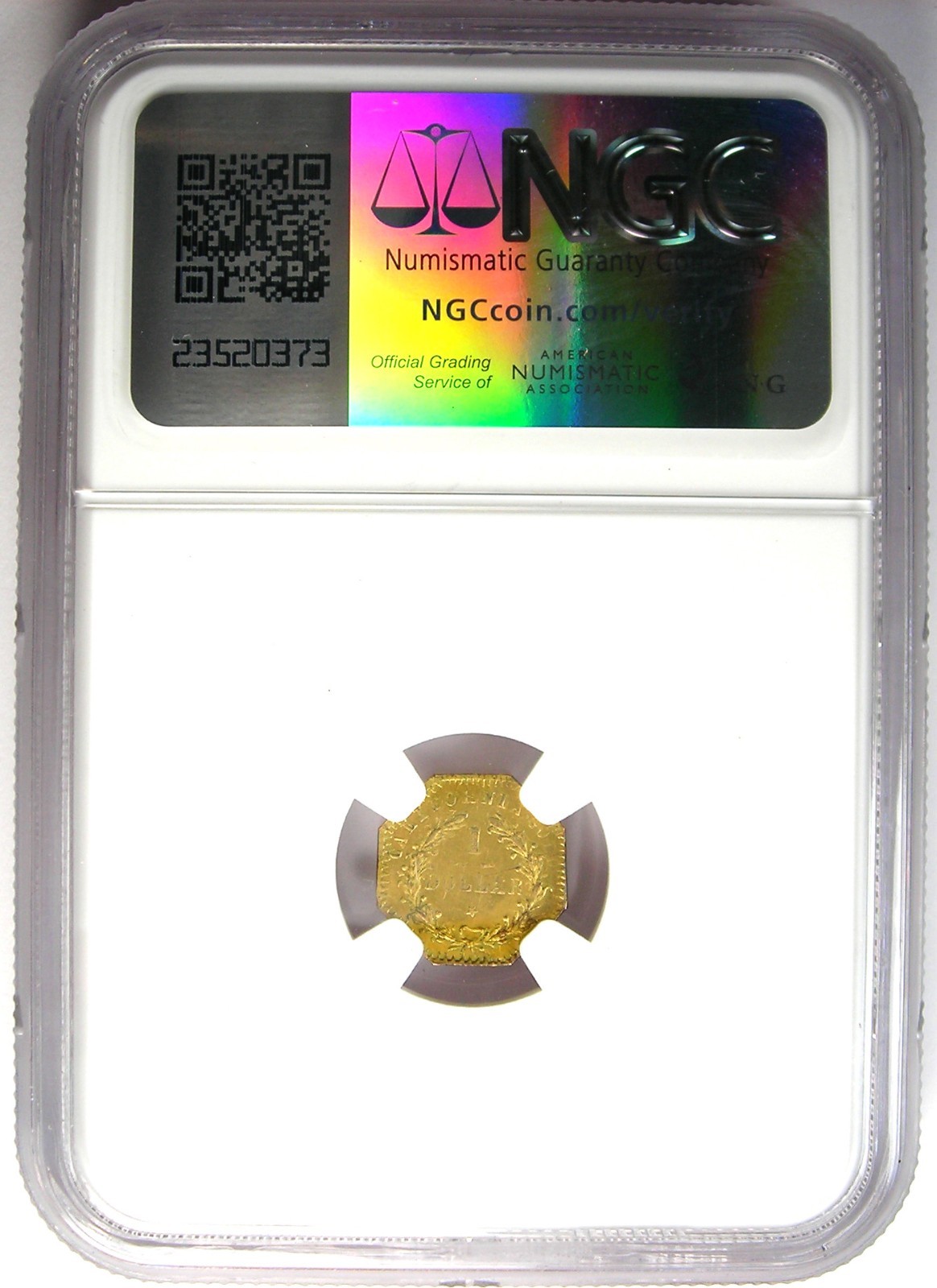 1876/5 Indian California Gold Dollar $1 Coin BG-1129 - NGC MS62 (BU UNC)