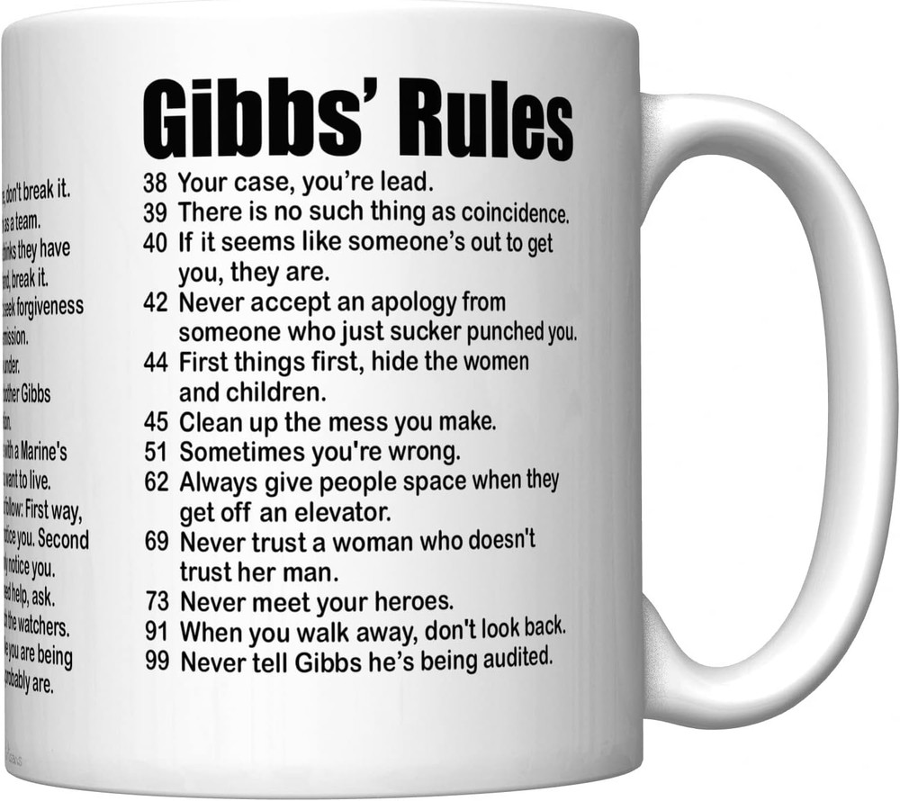 NCIS Gibbs' Rules Coffee Mug (All 38 Rules)