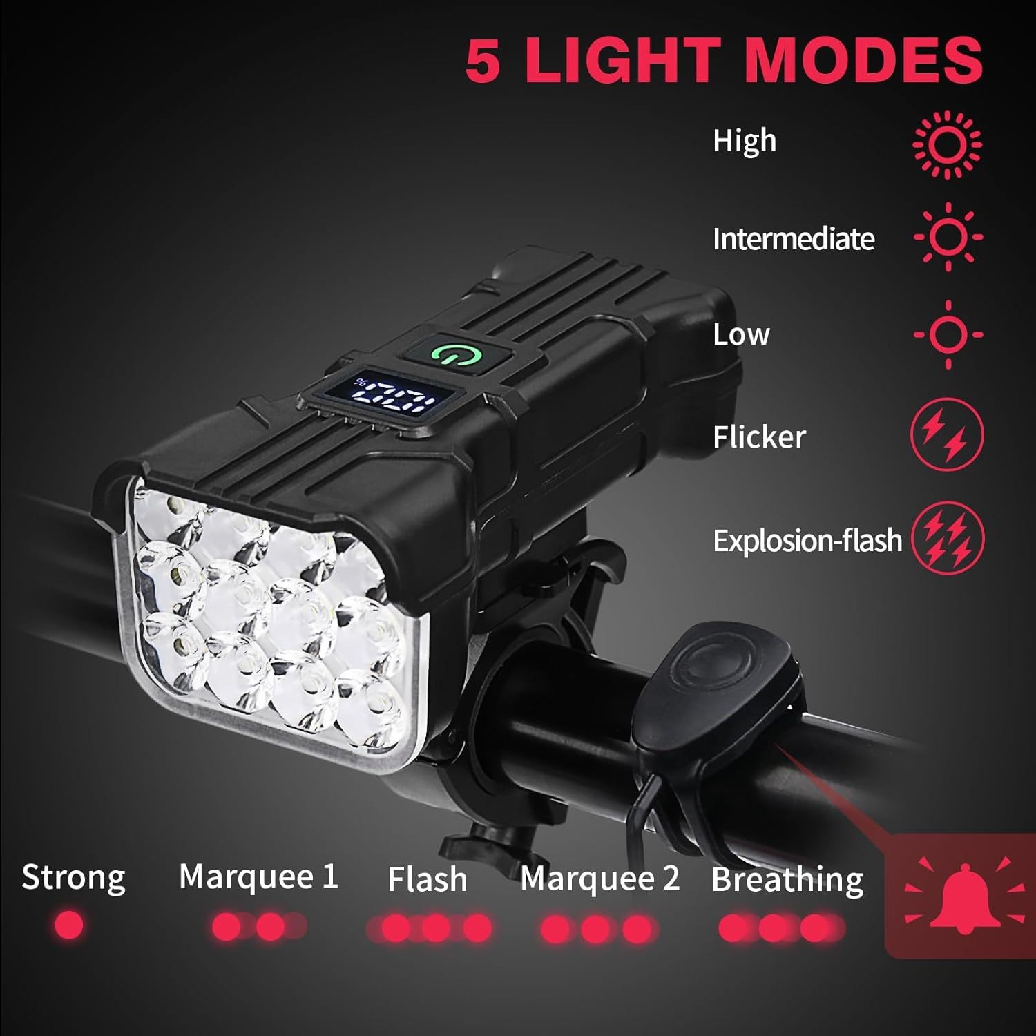 USB Rechargeable LED Bike Light Set Front and Rear Waterproof Cycling Lamp+Horn