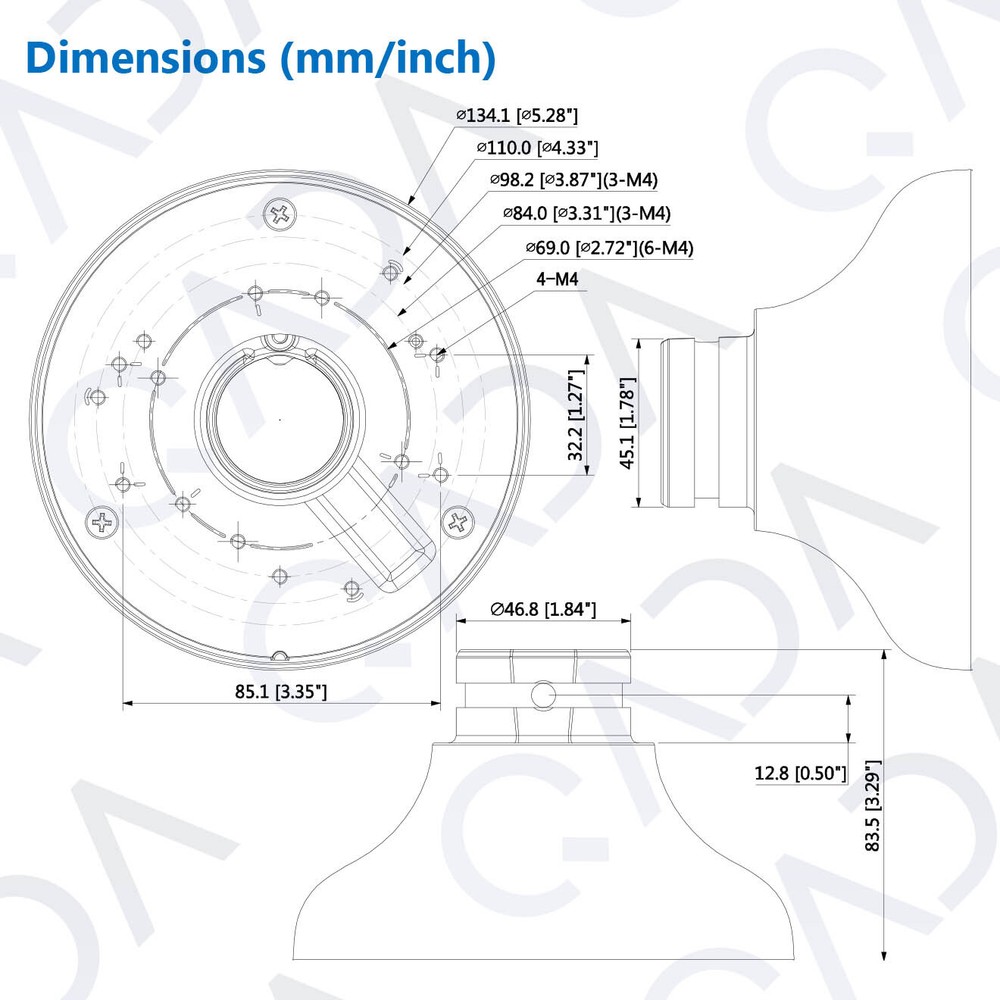 Dahua PFB220C + PFA106 Ceiling Pendant Pole Mount Long Bracket for Select Camera