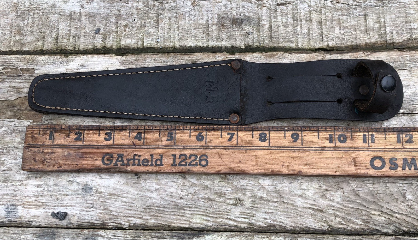 Old M-5 Leather Sheath for Fixed Blade Knife. (for Military Fighting Knife?)