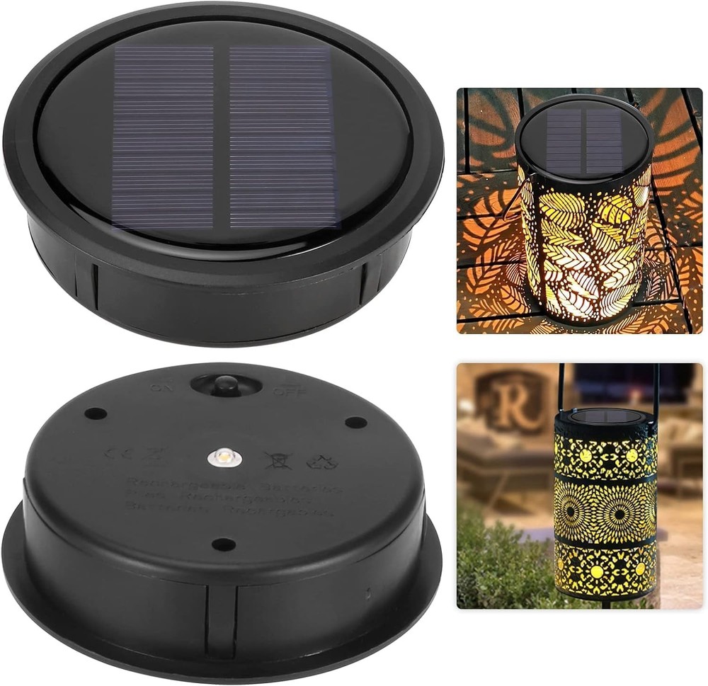 2 PCS Upgraded Solar Light Replacement Top for Outdoor Hanging Black