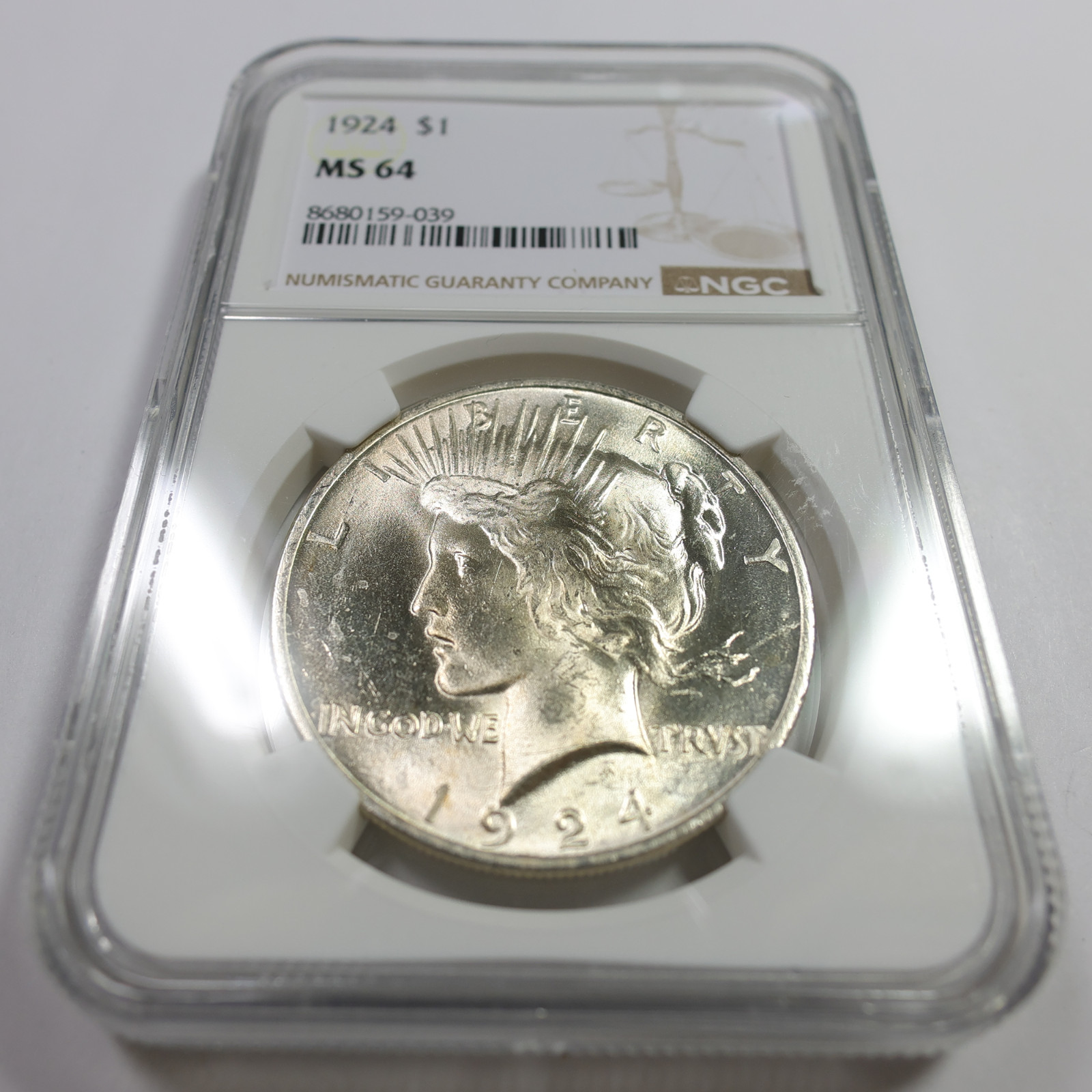 1924 P NGC MS64 - Silver Peace Dollar $1 US Coin #59521B