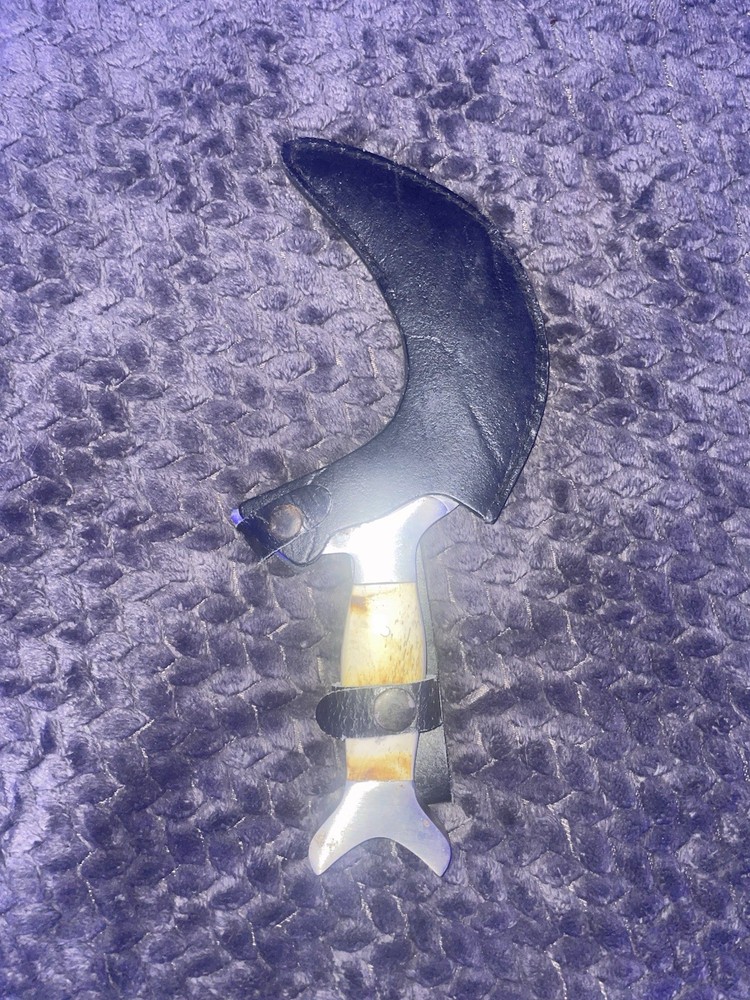 Crescent Moon Ceremonial Knife Bone Handle with Sheath