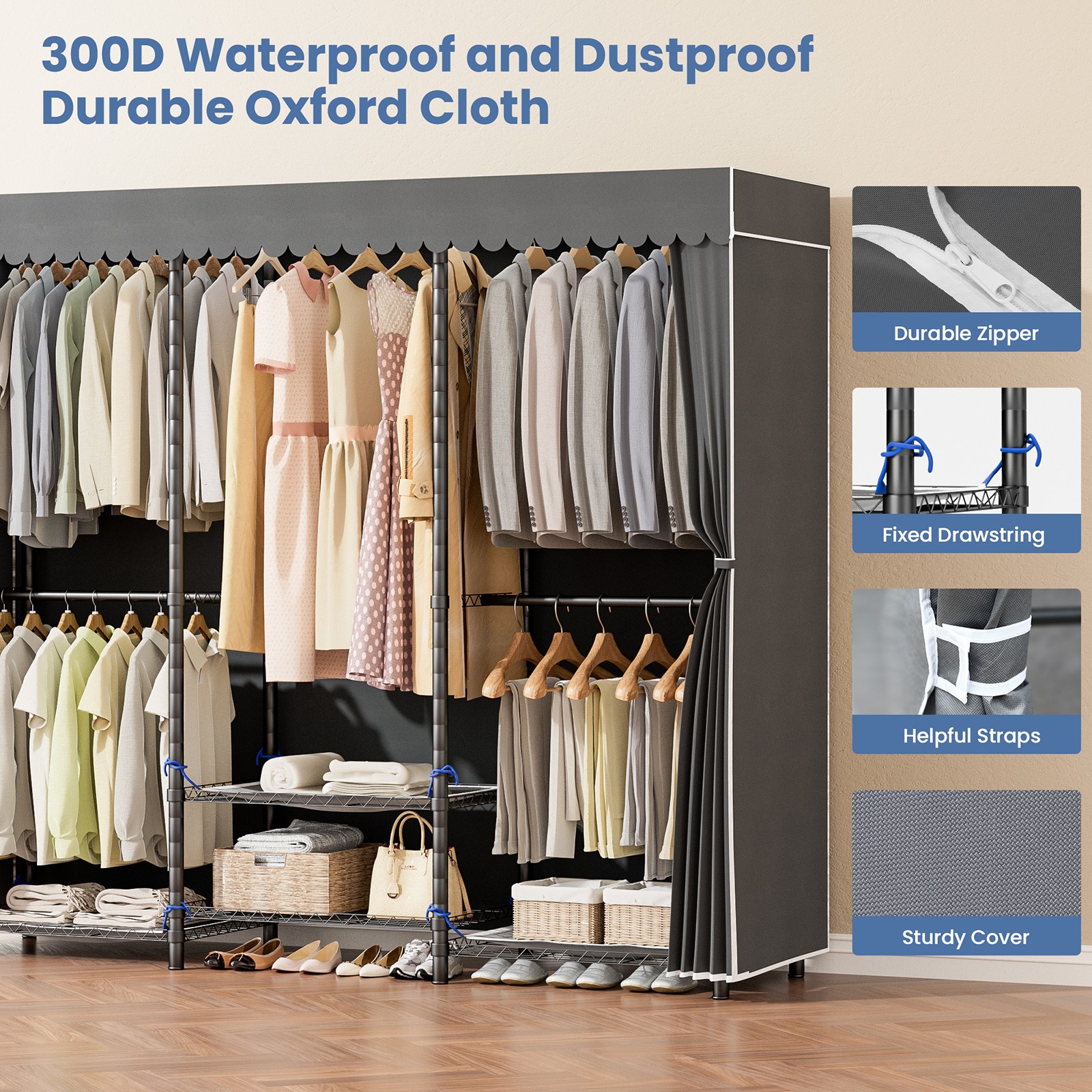 Garment Rack Hanging Rack Heavy Duty ClothesRack Adjustable Closet Organizer