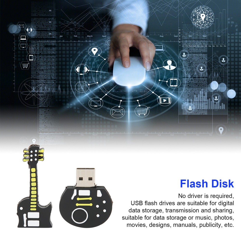 Cartoon GuitarShaped Flash Disk For Data Storage And Sharing Trending