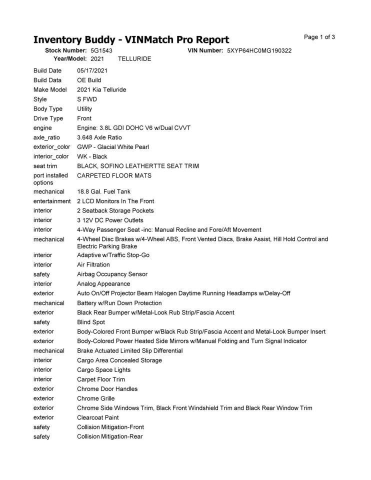 TELLURIDE 2021 Speedometer 205947