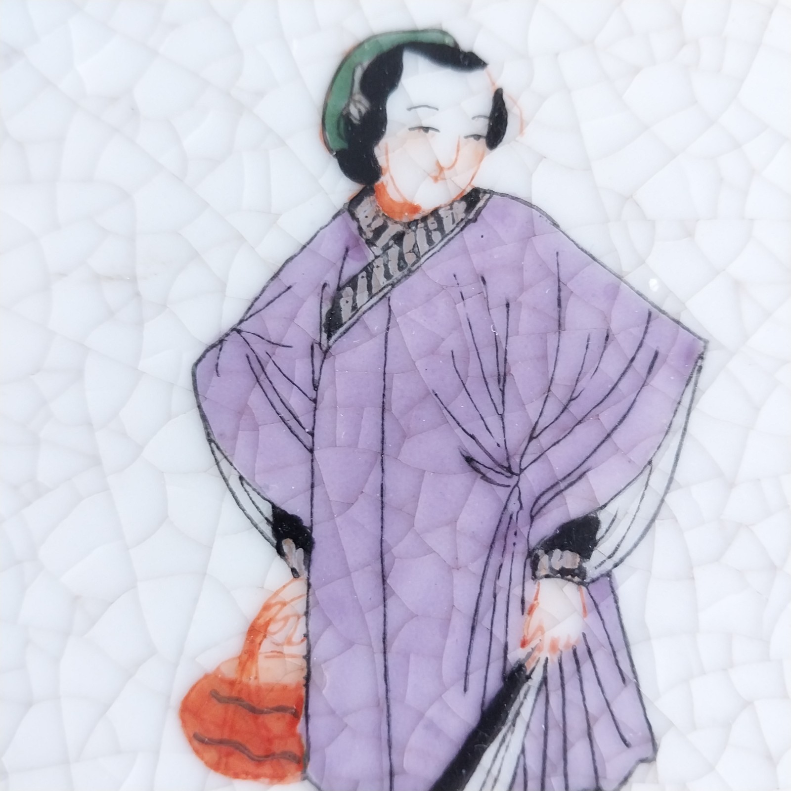 Grouping of Chinese Polychrome Porcelain Figurative Tiles 3 3/4"