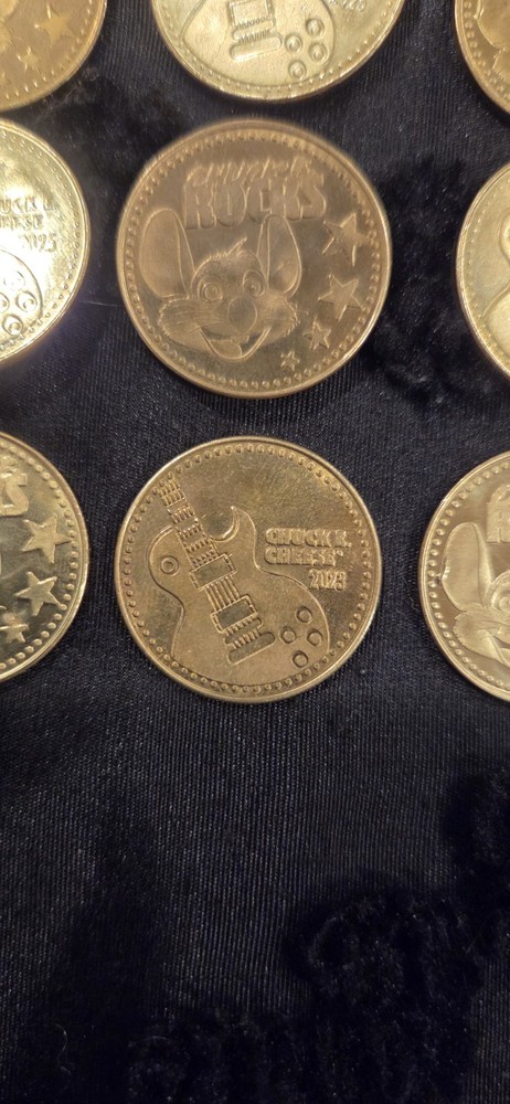 Chuck E Cheese's Arcade Tokens, Various Years, Including 2014 (Name Change Pair)