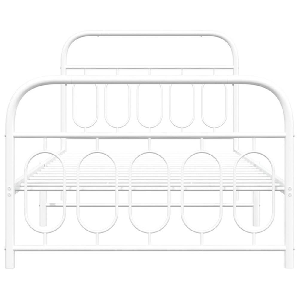 Bowery Hill Rectangular Modren Steel Twin Bed Frame in White