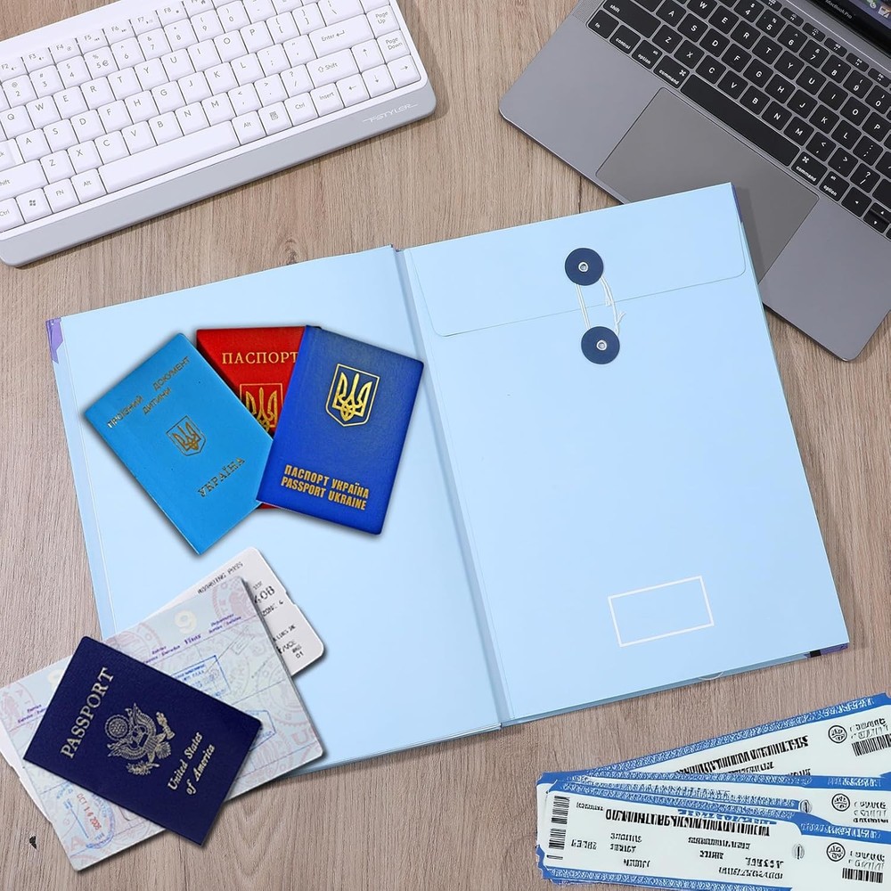 Important Document Organizer, Folio Folders, Folder with Labels Pockets (Blue)