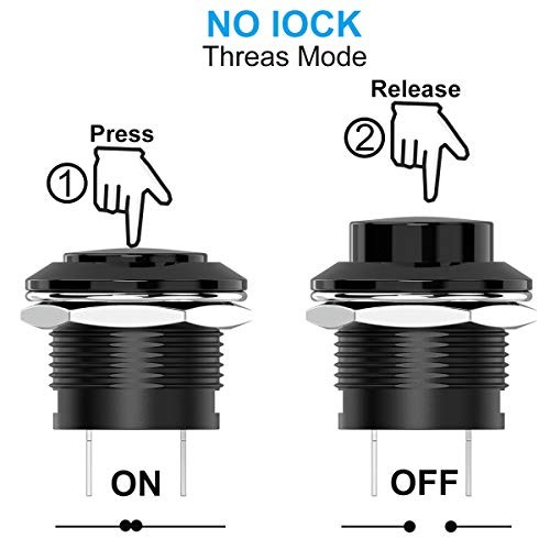 Momentary Push Button Switch Mini No Lock Round Switch AC 250V / 3A Black Cap