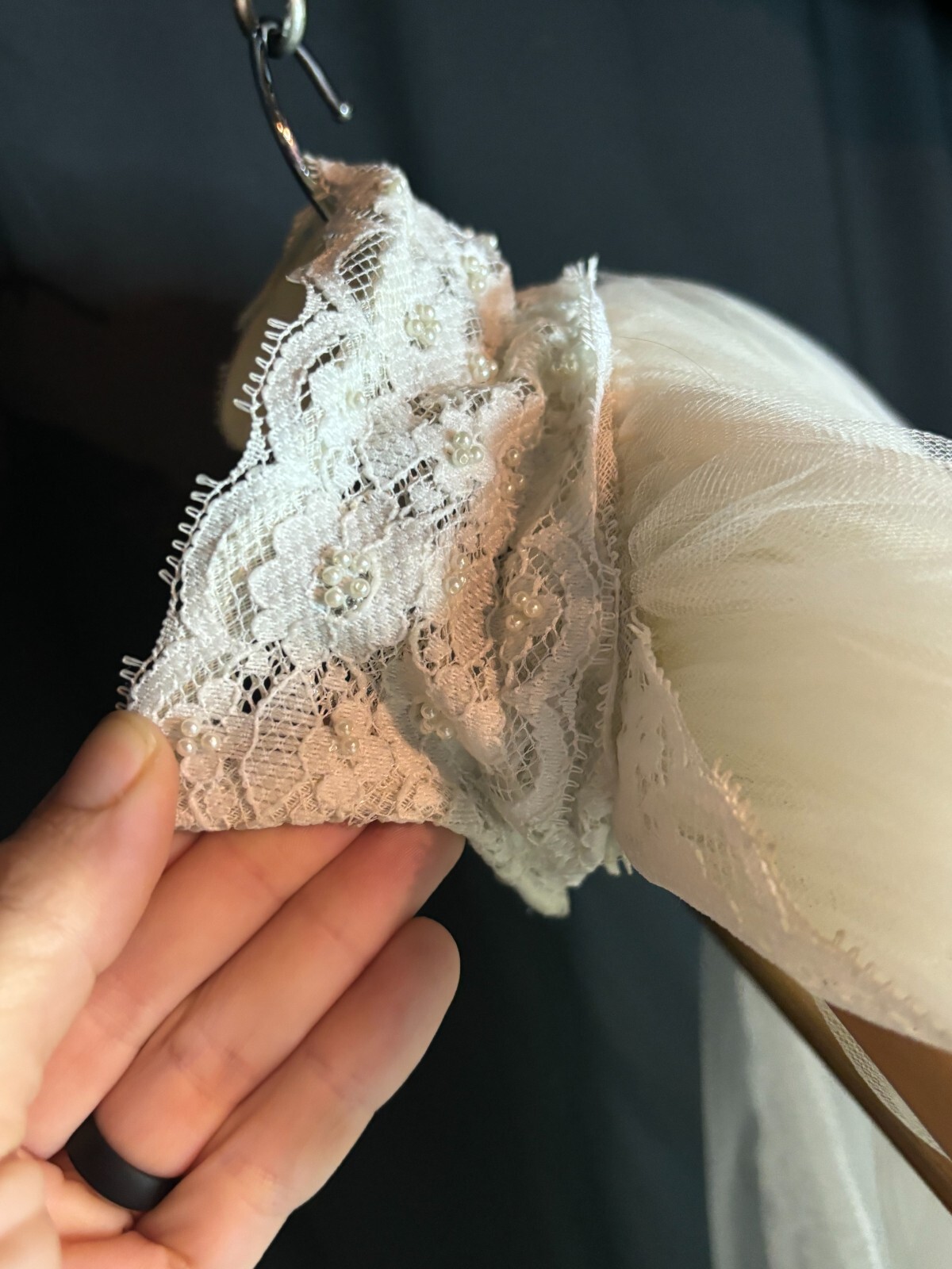 Vintage 70s Off White Headpiece Long Veil Hair Comb Bridal Wedding Fascinator