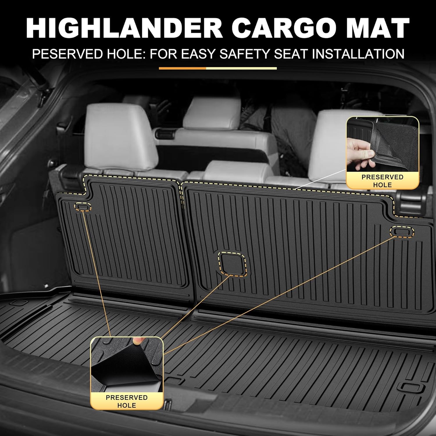 Floor Mat Cargo Mat for 2020-2024 2025 Toyota Highlander 7 Seat Car Mat Acces...