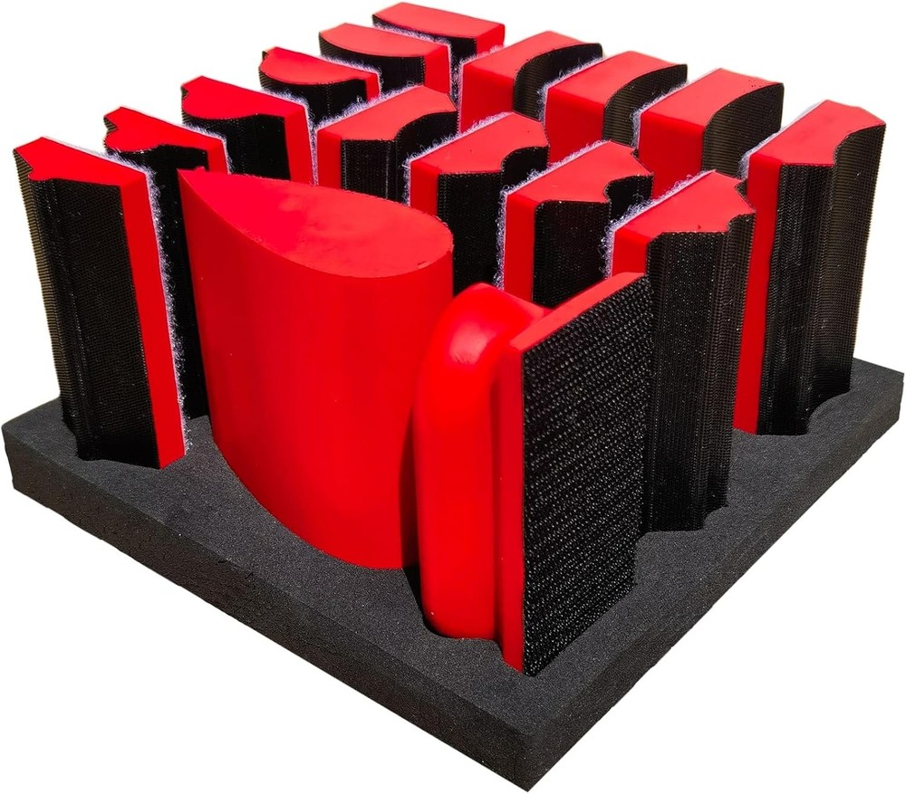 16-Piece Contoured Profile Hand Sanding Block Set with Hook and Loop I