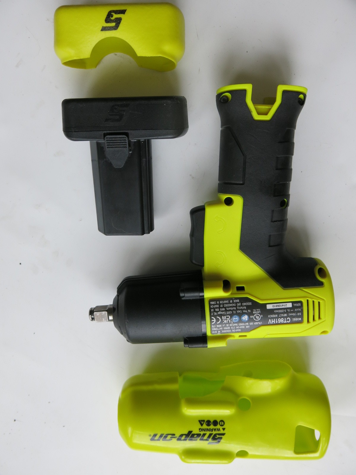 Snap-On CT861 Hi-Viz Impact Wrench 3/8" 14.4v Cordless Battery Charger Boots Set
