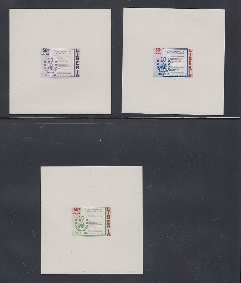 Liberia # C93-96 MNH Imperf COLOR TRIAL Sheetlets UN 10th Anniversary