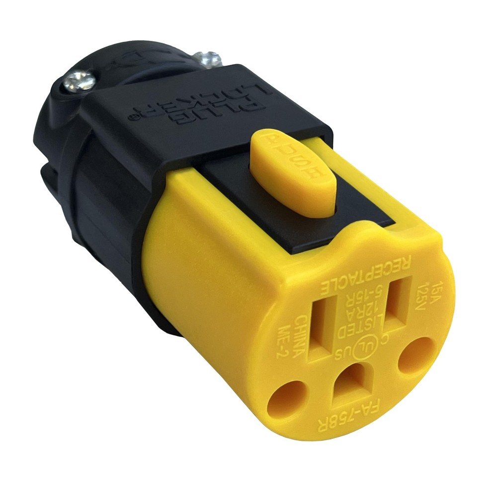 PlugLocker Locking Extension Cord Connector Replacement End - 15A, 125V - No...
