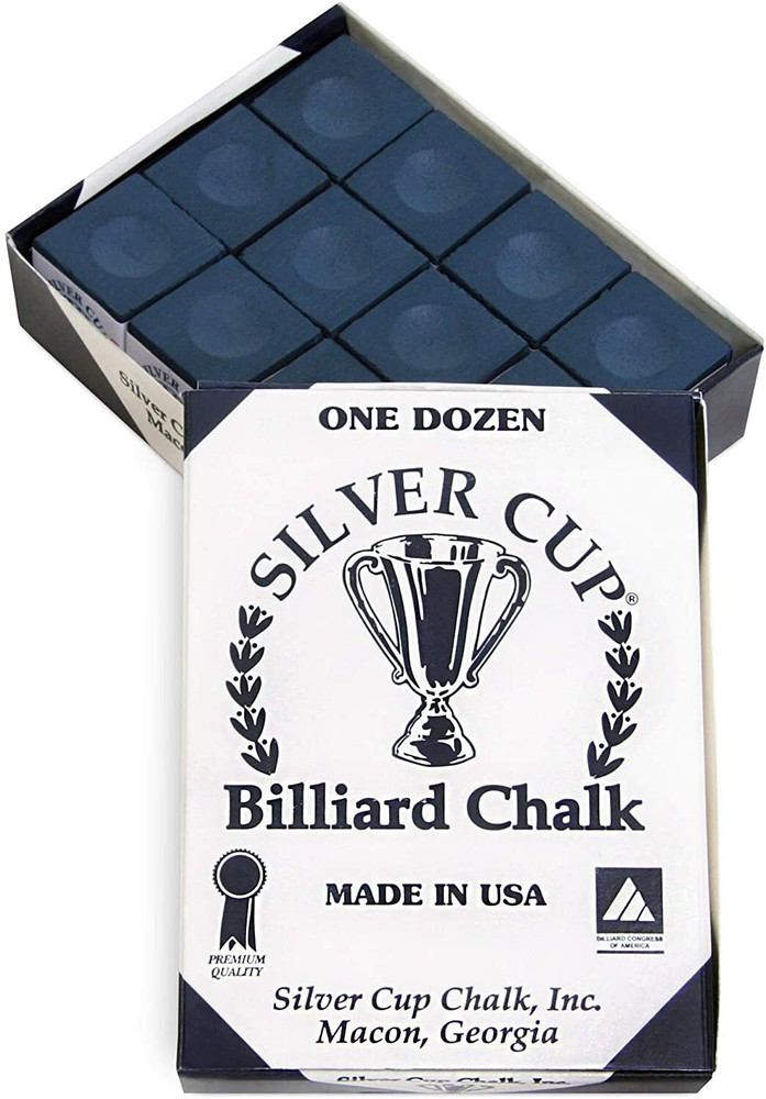 Silver Cup Billiard Chalk - ONE Dozen (Navy)