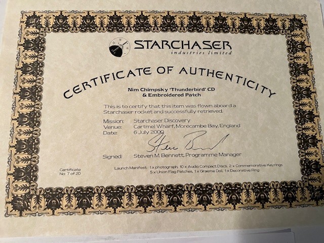 Scarce - Starchaser FLOWN patch, etc with authenticity cert 7/20