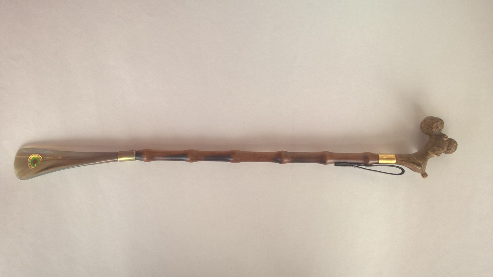 Italian Shoe Horn Italy Original Poodle Dog Head Wood Or Bamboo Extra Long 21.5"