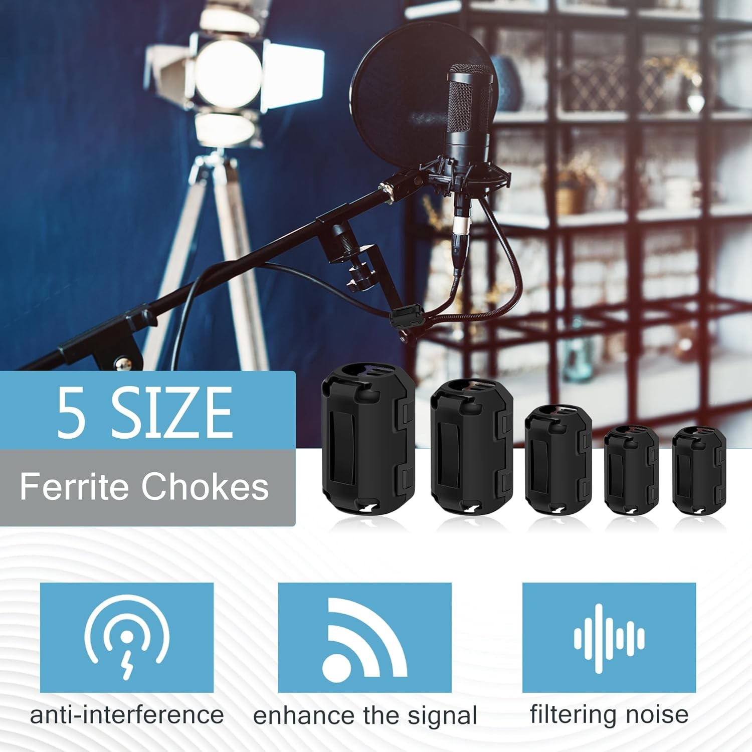 25Pcs Ferrite Chokes Ferrite Beads Snap on RFI EMI Noise Suppressor Cable Clip