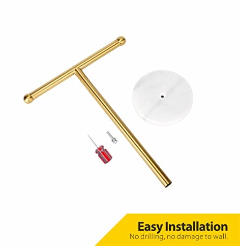 Hand Towel Holder Stand with Heavy Base, T-Shape Towel Rack, Free Marble Gold