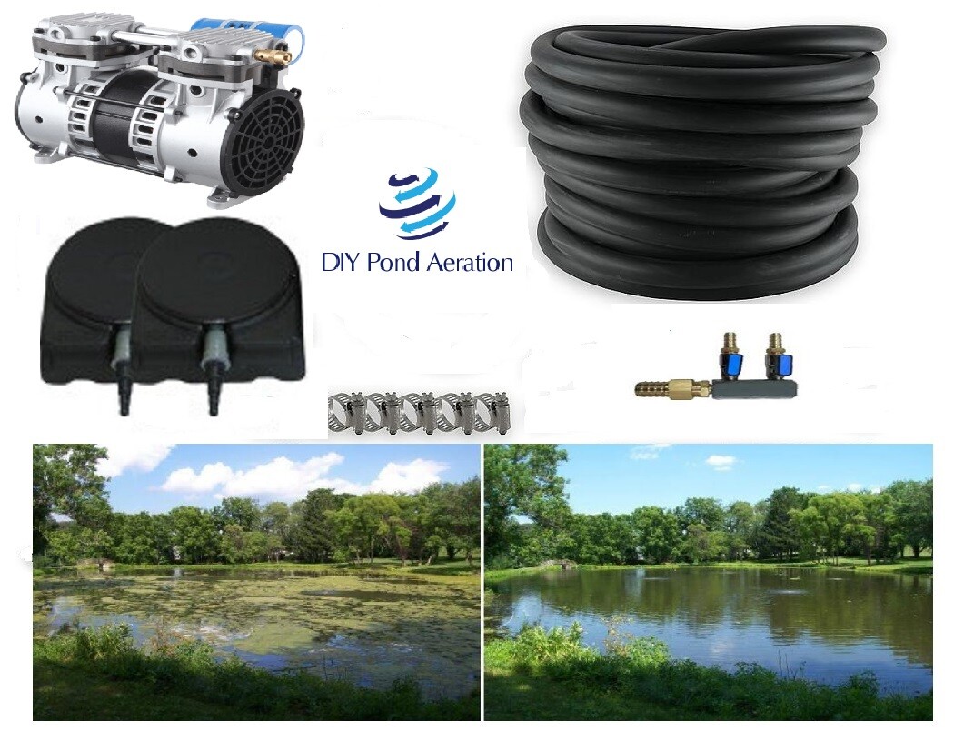 Industrial 220v 100' Lake Fishpond Aerator w/ 2-9" EDPM Diffusers 1/2hp 3 CFM!