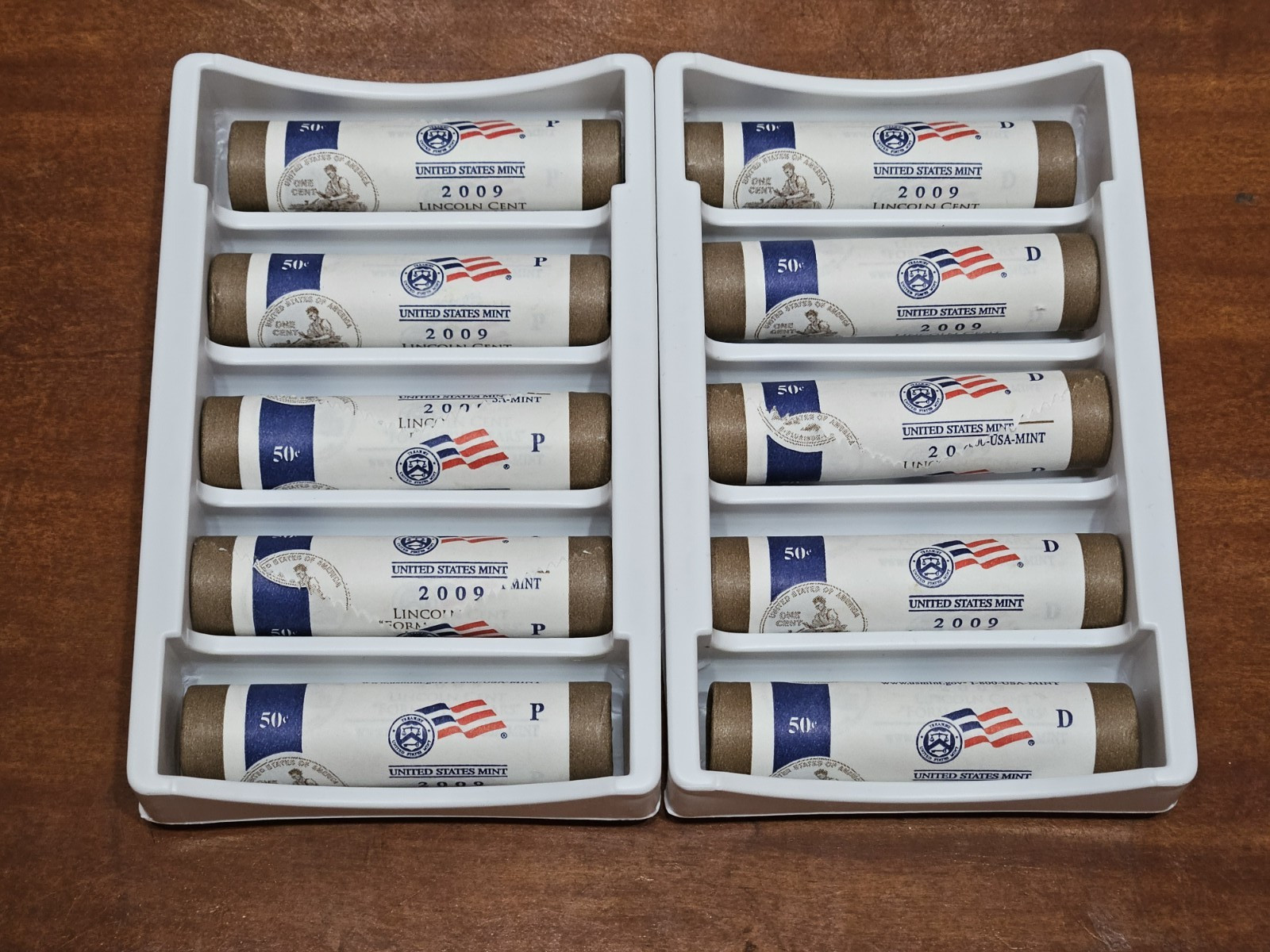 2009 P&D Lincoln Cent "Formative" Years BU US Mint Rolls  (10 Rolls) (5-P, 5-D)