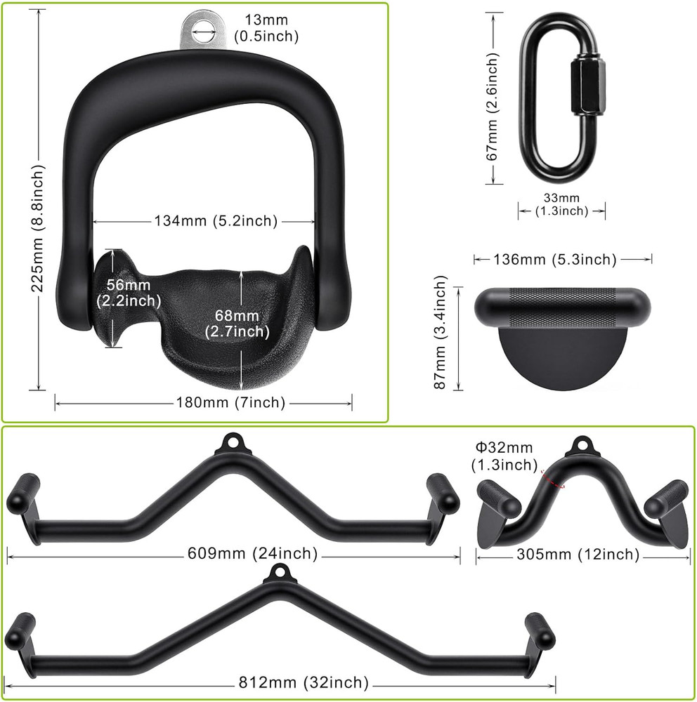 LAT Pull down Bars Cable Machine Attachment Heavy Duty Steel Tubing Structure...