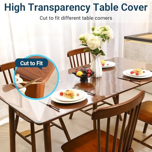 Clear Table Cover Protector Rectangle 42 x 60 Inch, 2.0mm Transparent Plastic
