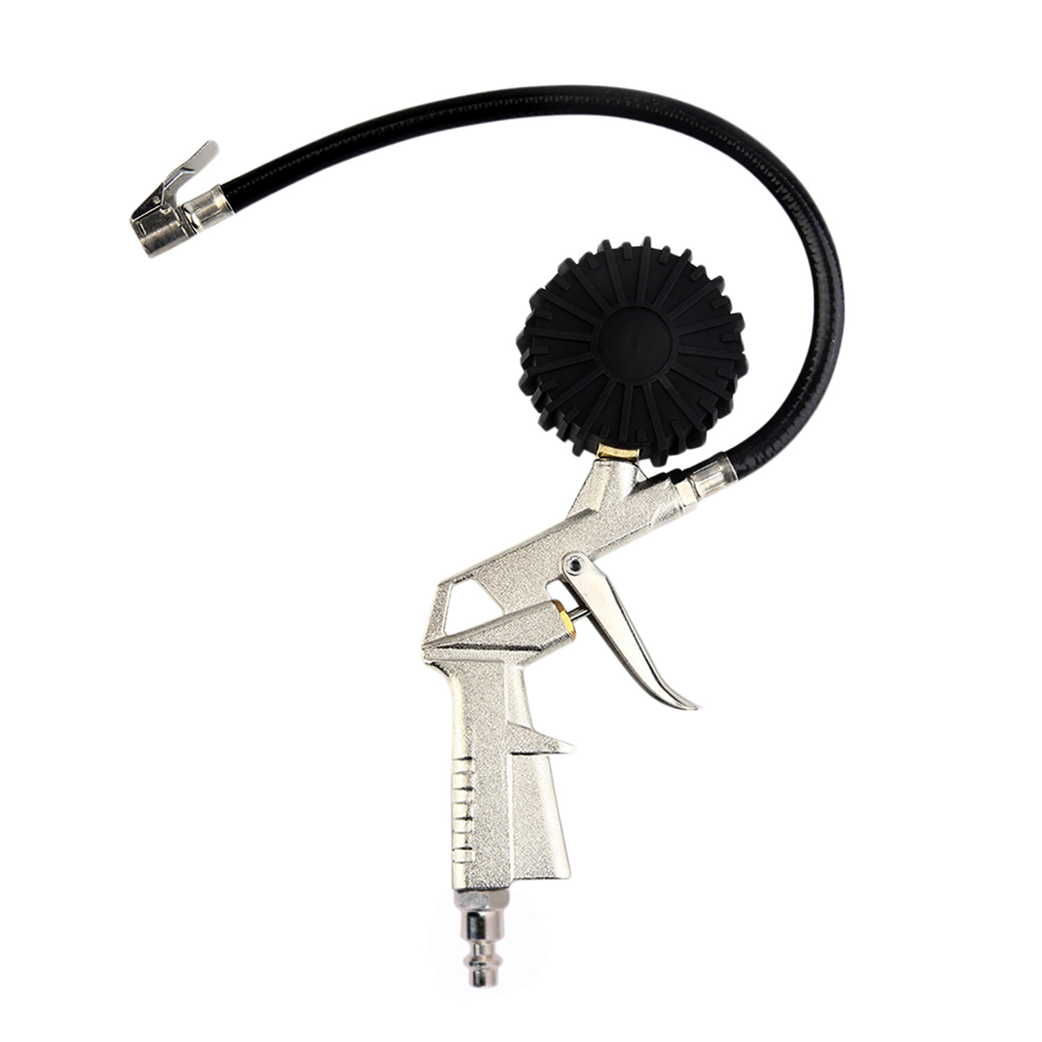 Dial Tire Inflator Gauge Flexible Hose 220 PSI Pistol Style Air Chuck Pneumatic