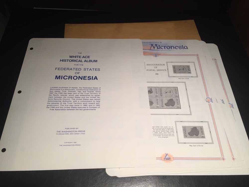 New White Ace Stamp Album Supplement Pages Micronesia - Part 1 - 1984