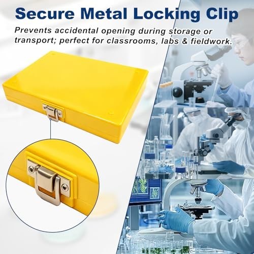 5PCS Plastic Microscope Slide Storage Box, 100-Place Holder with Cork Lining, As