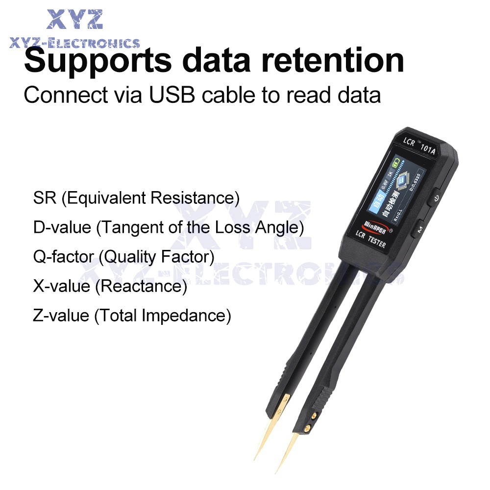 Mini Smart Tweezer LCR Meter SMD ESR Ohm Capacitance Inductance Diode Test TypeC