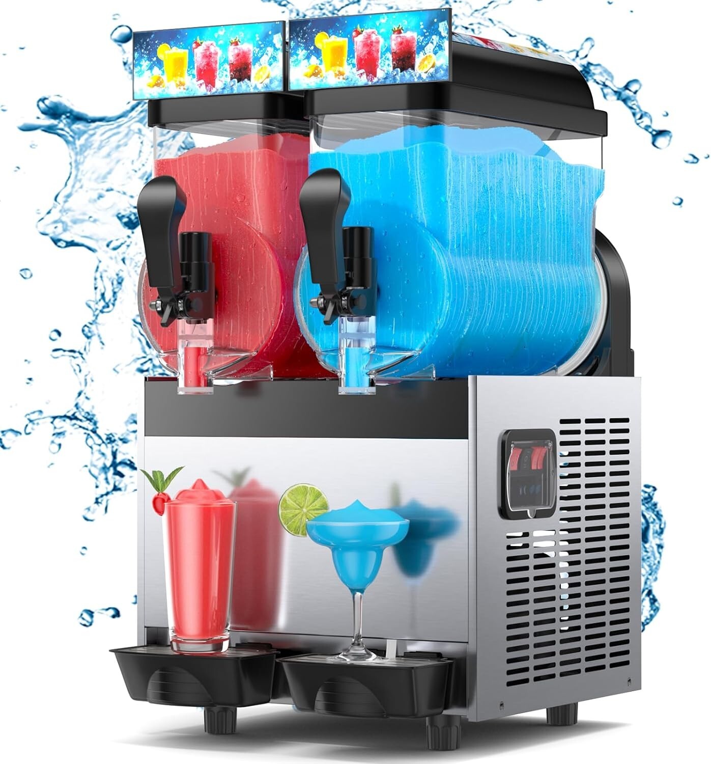 8 Gal Commercial Margarita Machine LED Light 15L×2 Tanks Commercial Frozen Drink