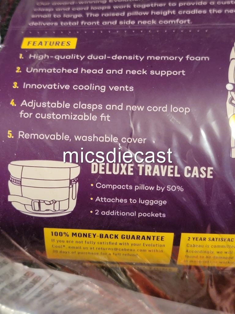 NIP Evolution Cool Cabeau Air Vent Cool Adjustable Neck Pillow Case Buckel